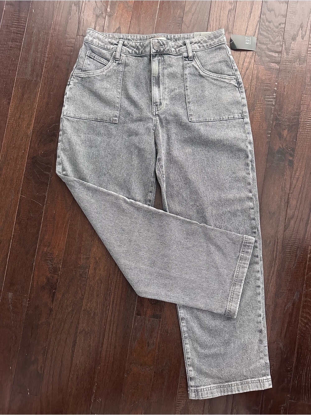 Kut from the Kloth Gray High-Rise Wide Leg Jeans, size 10